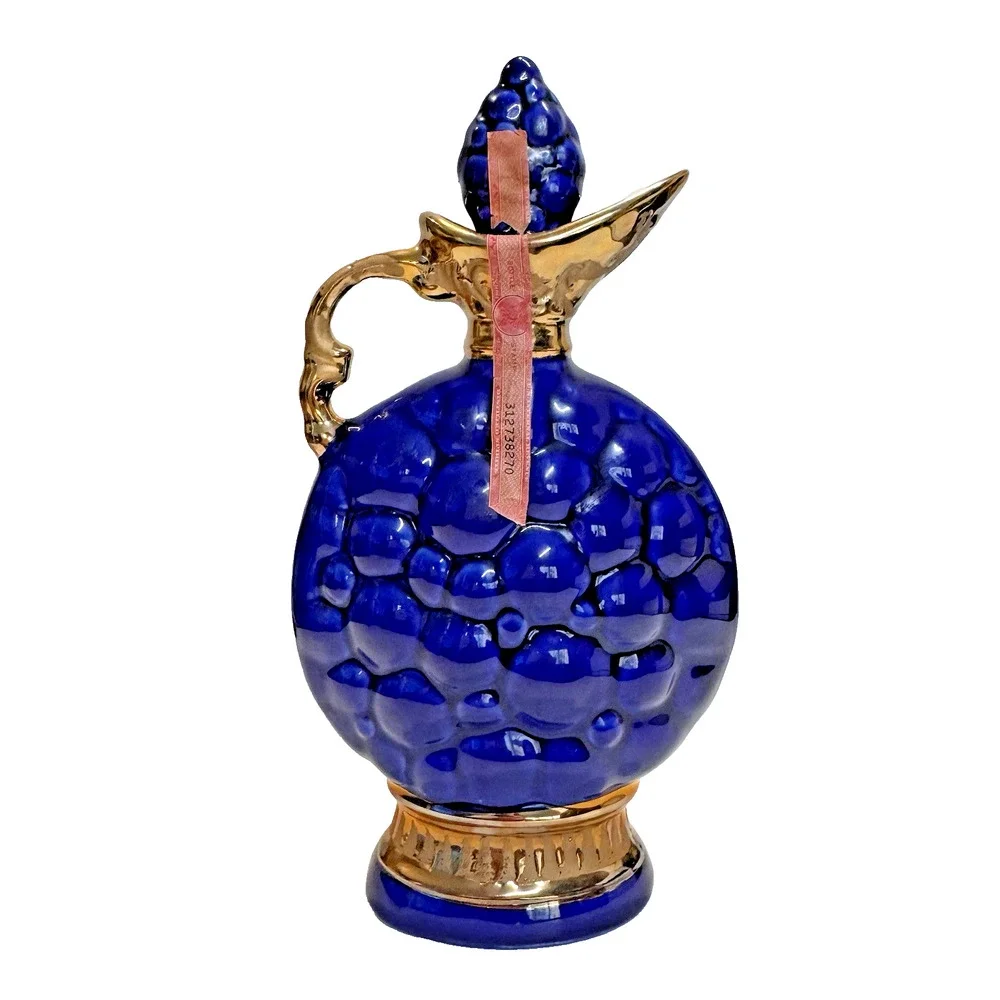 Vtg Empty Jim Beam Regal Whiskey Decanter Grapes Blue Gold 1968 12